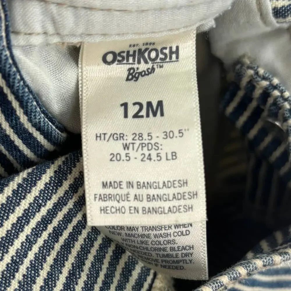 OshKosh B'Gosh Blue Pinstripe Railroad Baby Overalls